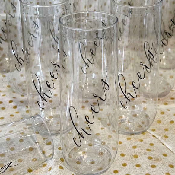 Set of 12 "Cheers" Shatter-Proof Champagne Flutes - Picture 8 of 8